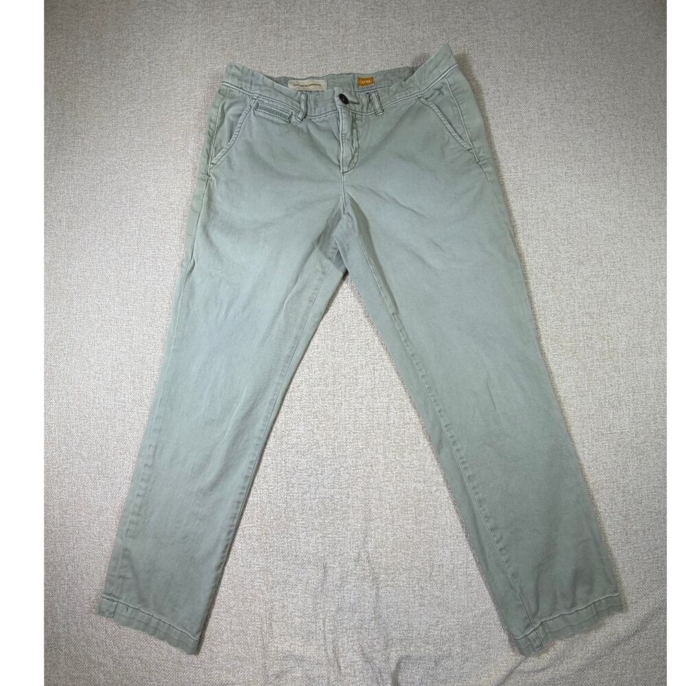 Pilcro Anthropologie Women's 29 Green Straight Leg Pants Casual Chino Style Fit